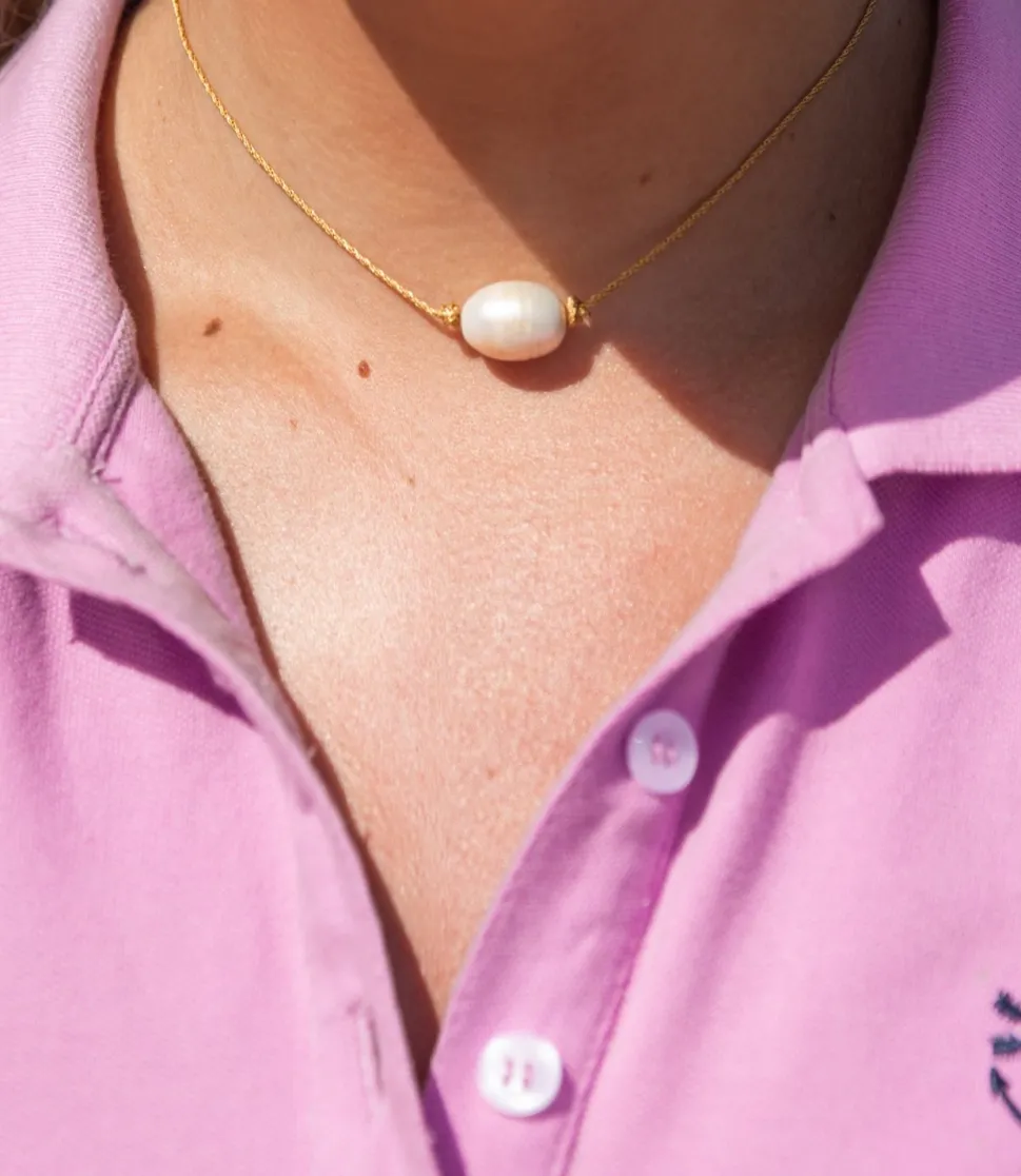 Golden Tide Pearl Knot Necklace