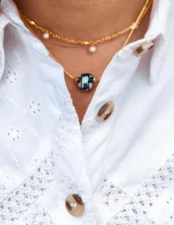 Pearl Drop Layering Necklace